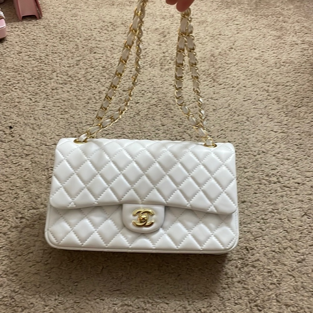 Chanel White Gold Handbag New